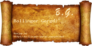Bollinger Gergő névjegykártya